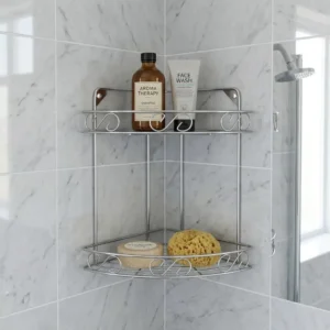 2-Tier stainless steel bathroom corner shelf storage organizer - Tanapbaekga wire shelf factory