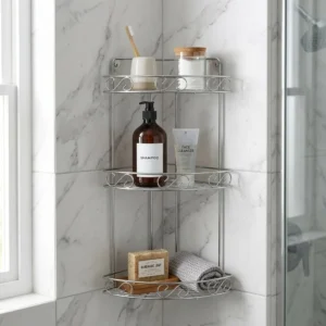 Wall-mounted 3-tier stainless steel shower caddy corner rack manufacturer - Tanapbaekga