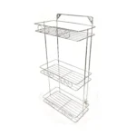 3-tier stainless steel wire wall-mounted bathroom shelf and storage organizer with decorative scrollwork, manufactured by Tanapbaekga factory in Chao'an District for B2B wholesale.