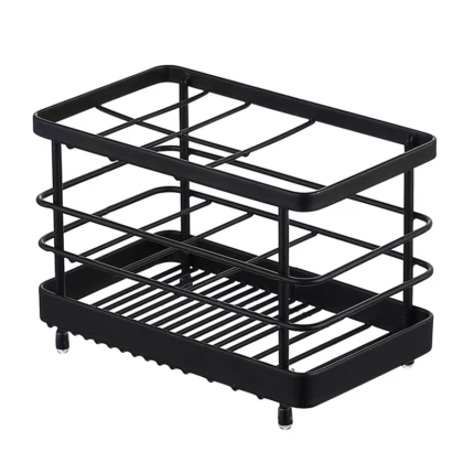 Rustproof bathroom Toothpaste and toothbrush holder black / white