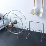 Stainless steel pot lid and chopping board organizer rack for kitchen countertop - Tanapbaekga kitchen wire ware manufacturer