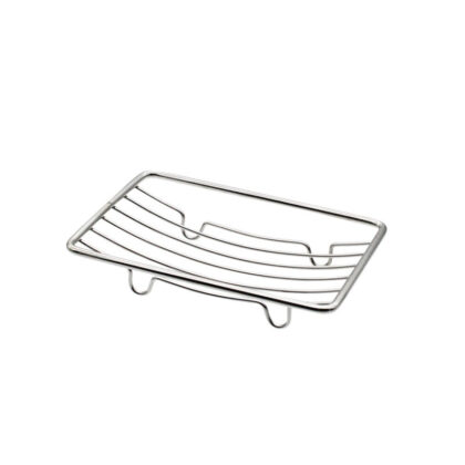 Stainless steel soap holder for bathroom sink