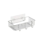 Drill-free adhesive stainless steel multipurpose shower caddy and kitchen organizer basket with front hooks, manufactured by Tanapbaekga factory in Chao'an for global B2B supply