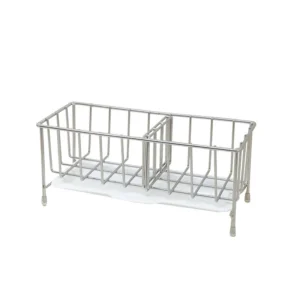 Stainless steel wire kitchen sink caddy and sponge holder with center divider and plastic drip tray, manufactured by Tanapbaekga factory in Chao'an District for B2B wholesale