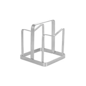 Heavy-duty stainless steel cutting board rack and pot lid organizer made of flat metal strip, manufactured by Tanapbaekga factory in Chao'an District for international B2B wholesale