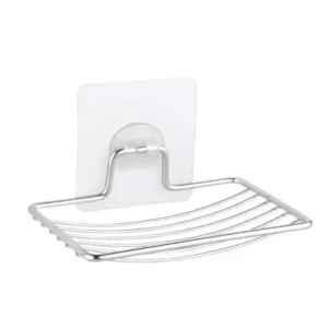 Stainless steel wire forming drill-free wall-mounted bar soap holder and shower organizer with adhesive pad, expertly produced by Tanapbaekga factory for OEM orders.