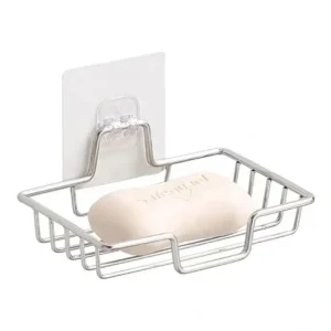 Stainless steel wire deep basket style wall-mounted soap holder with drill-free adhesive hook for bathroom, manufactured by Tanapbaekga factory in Chao'an District for B2B wholesale.
