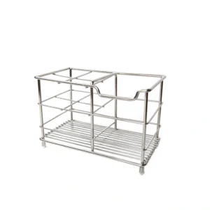 Rustproof stainless steel wire forming toothbrush and toothpaste organizer stand featuring multi-slot compartments and non-slip feet, expertly produced by Tanapbaekga factory in Chao'an District.