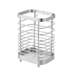 Dual-use stainless steel wire flatware holder and utensil caddy, featuring integrated hanging hooks for dish racks and anti-slip feet for countertop placement, manufactured by Tanapbaekga factory in Chao'an District for B2B wholesale.