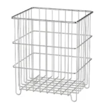 Medium-tall square rustproof stainless steel wire forming storage and draining basket featuring integrated wire feet and a deep grid bottom, manufactured by Tanapbaekga factory in Chao'an District for B2B global wholesale.