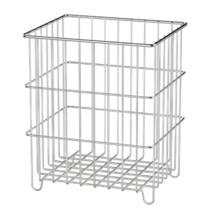 Medium-tall square rustproof stainless steel wire forming storage and draining basket featuring integrated wire feet and a deep grid bottom, manufactured by Tanapbaekga factory in Chao'an District for B2B global wholesale.