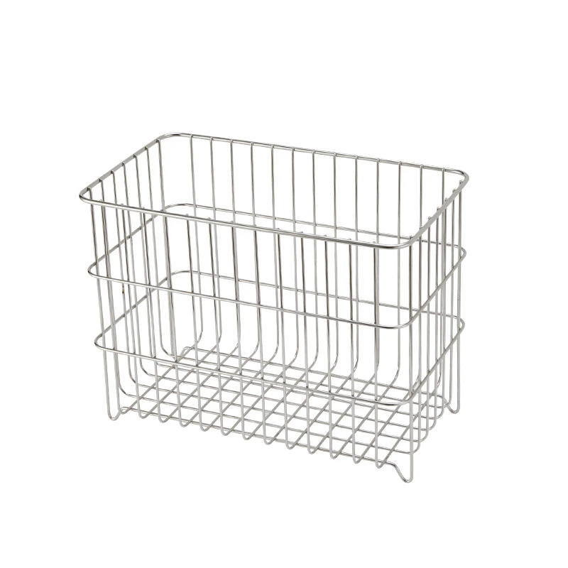Large rectangular stainless steel wire storage and draining basket with raised feet, ideal for kitchen countertop or sink organization,manufactured by Tanapbaekga factory in Chao'an District for B2B global wholesale.
