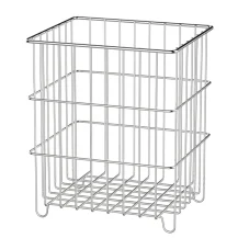 Medium-tall square rustproof stainless steel wire forming storage and draining basket featuring integrated wire feet and a deep grid bottom, manufactured by Tanapbaekga factory in Chao'an District for B2B global wholesale.