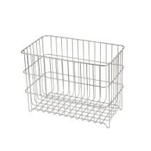 Large rectangular stainless steel wire storage and draining basket with raised feet, ideal for kitchen countertop or sink organization,manufactured by Tanapbaekga factory in Chao'an District for B2B global wholesale.